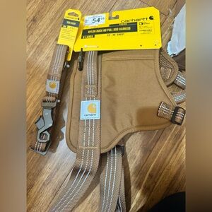 X Large Carhartt Nylon Duck No Pull Dog Harness & Large 6ft  Dog Leash Brown New
